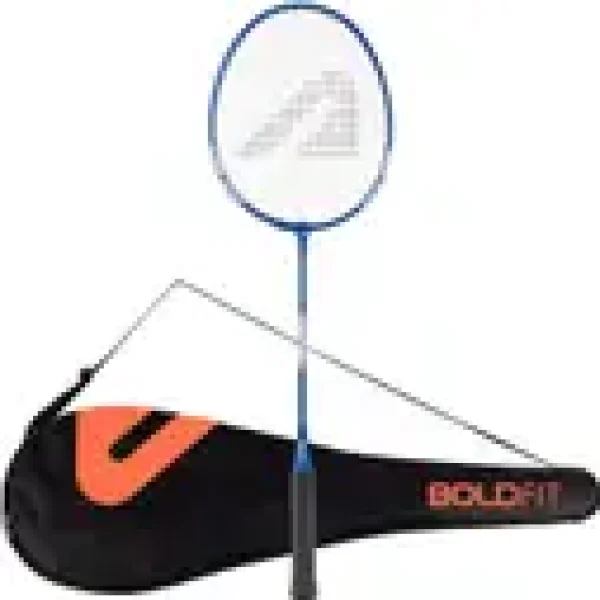 BOLDFIT Badminton Racquet with Cover Bag Badminton Racket Shuttle Racket Shuttle Bat Blue Strung Badminton Racquet (Pack of: 1, 150 g)